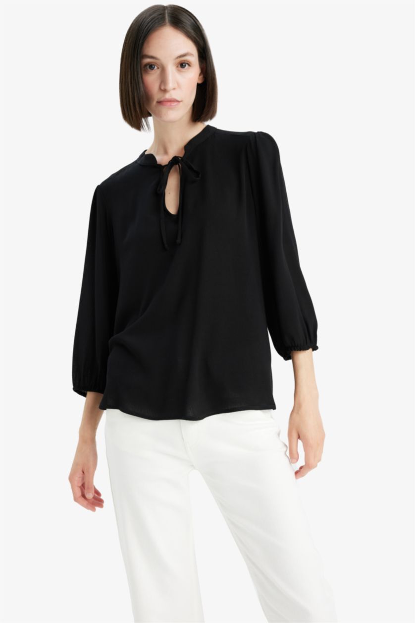 WOMAN Black Regular Fit Long Sleeve Blouse