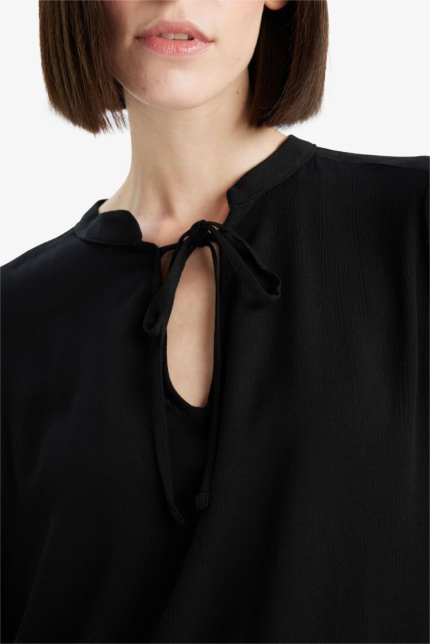 WOMAN Black Regular Fit Long Sleeve Blouse