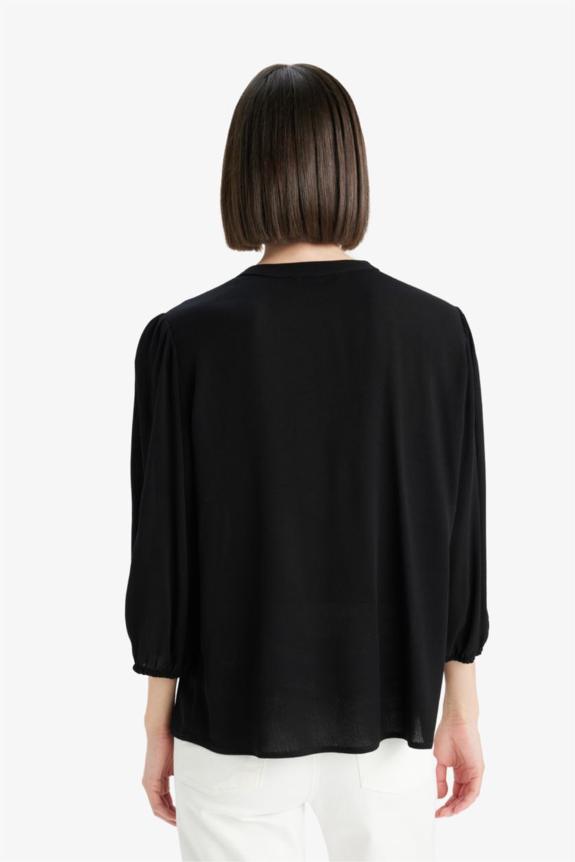 WOMAN Black Regular Fit Long Sleeve Blouse