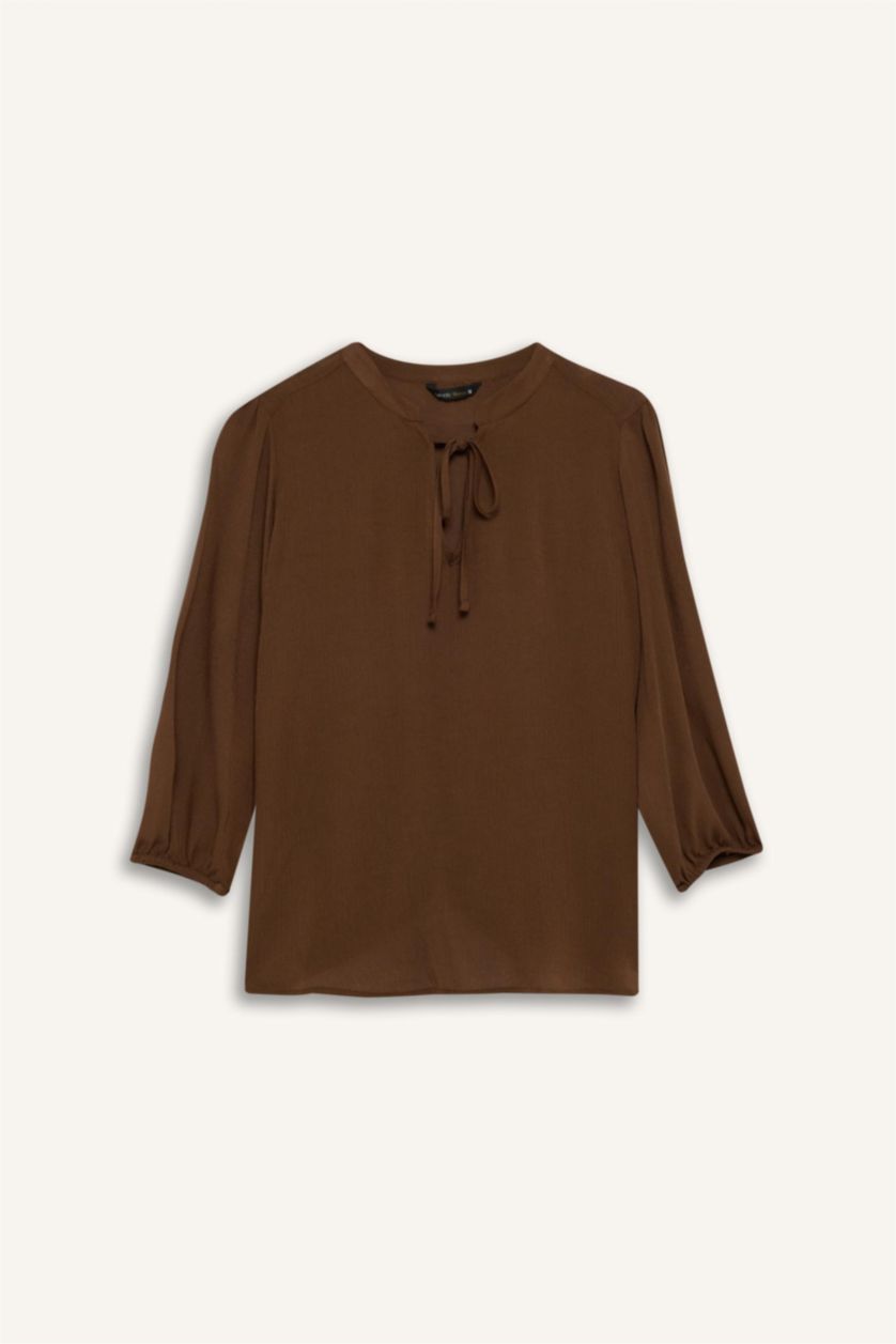 WOMAN Brown Regular Fit Long Sleeve Blouse