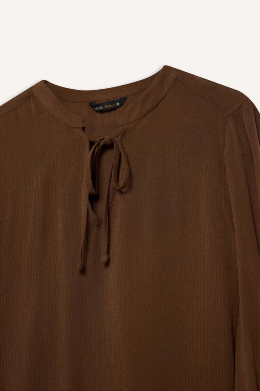 WOMAN Brown Regular Fit Long Sleeve Blouse