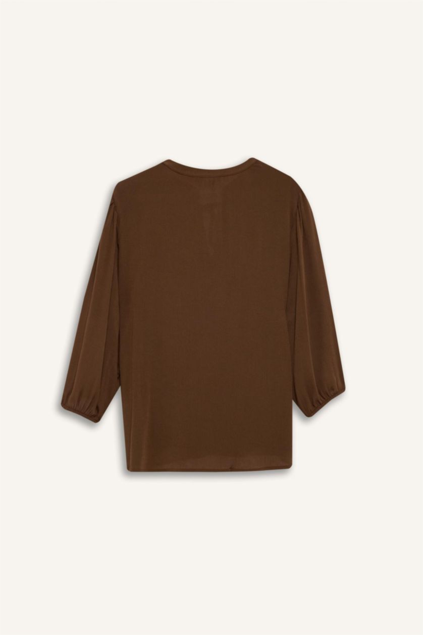 WOMAN Brown Regular Fit Long Sleeve Blouse