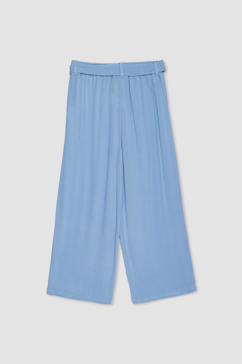 حريمي أزرق بنطلون كابري كولوت فيت بخصر مطاطي برجل عادية