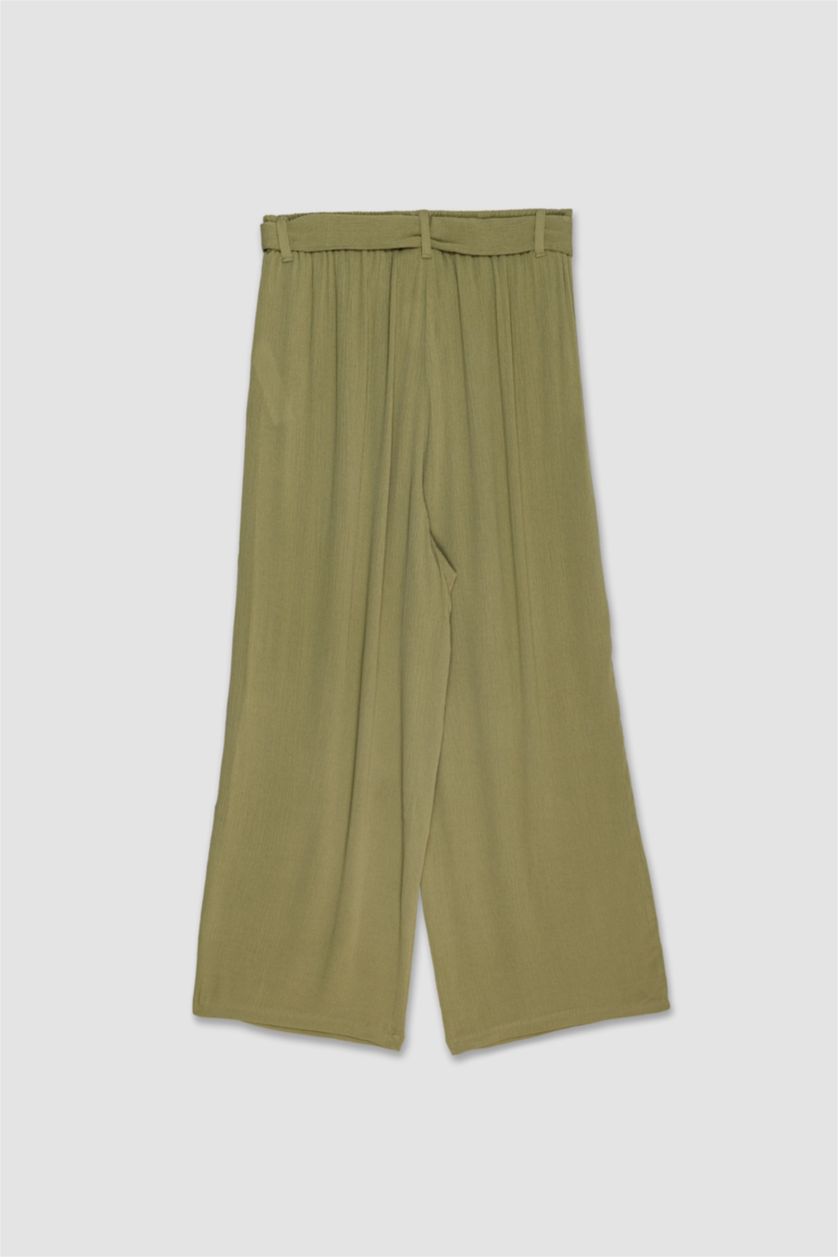 WOMAN Khaki Culotte Fit Crinkle Viscose