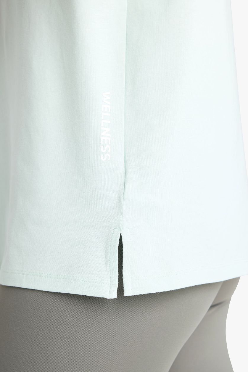 Kadın Mint Comfort Fit Bisiklet Yaka Sporcu Kısa Kollu Tişört