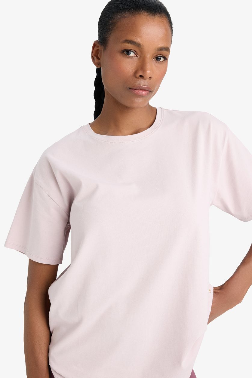FEMME Violet Clair T-shirt sportif à col rond et manches courtes de DeFactoFit