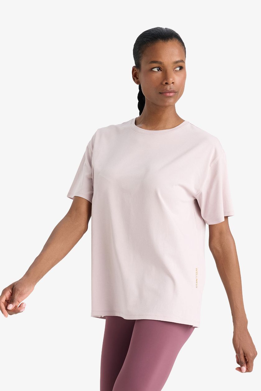 FEMME Violet Clair T-shirt sportif à col rond et manches courtes de DeFactoFit