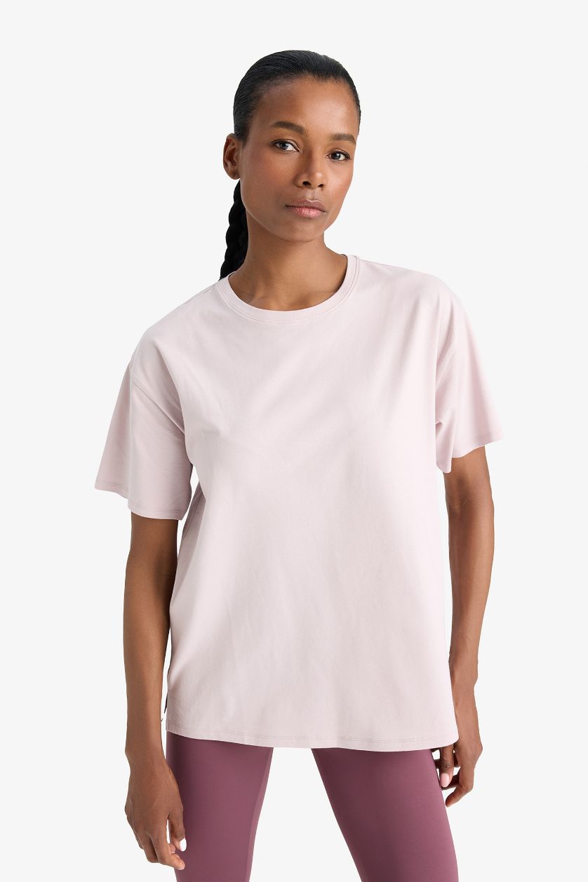 FEMME Violet Clair T-shirt sportif à col rond et manches courtes de DeFactoFit