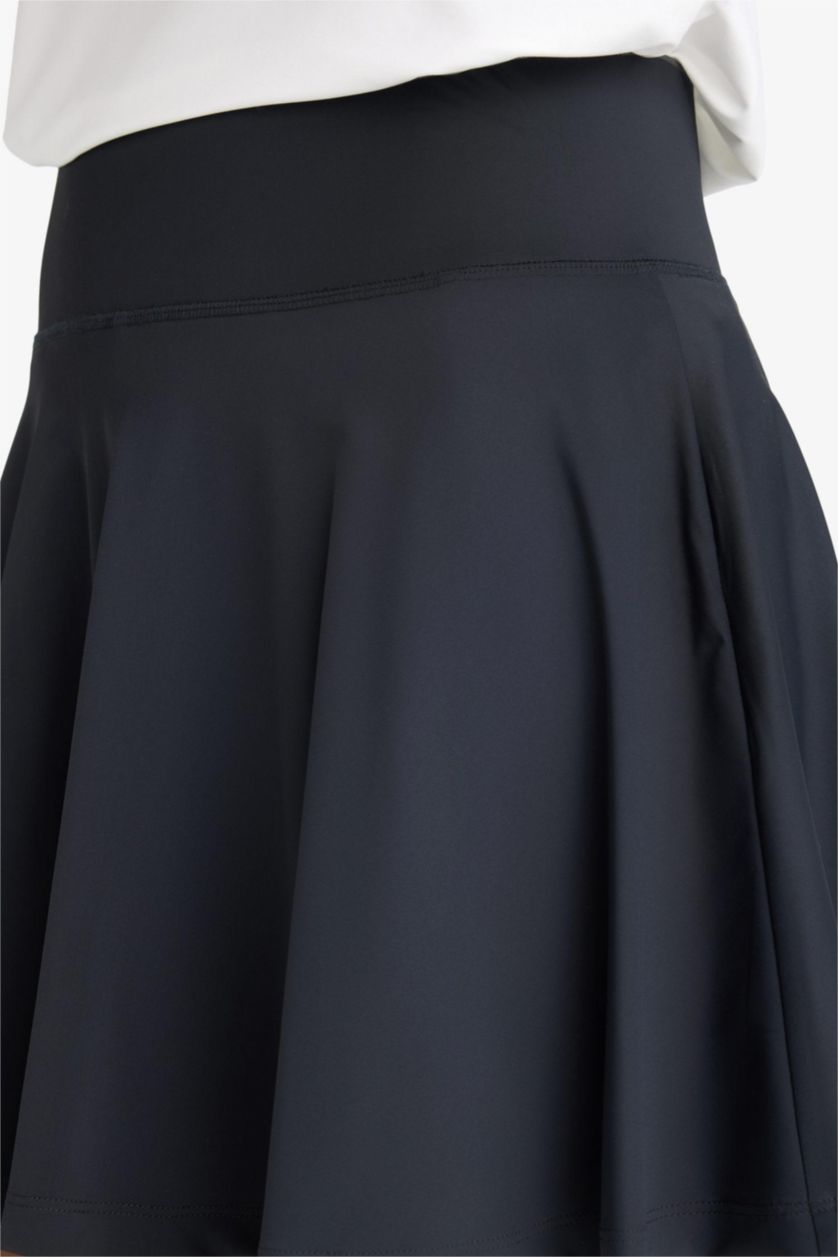 Kadın Siyah İçi Taytlı Pileli Mini Etek