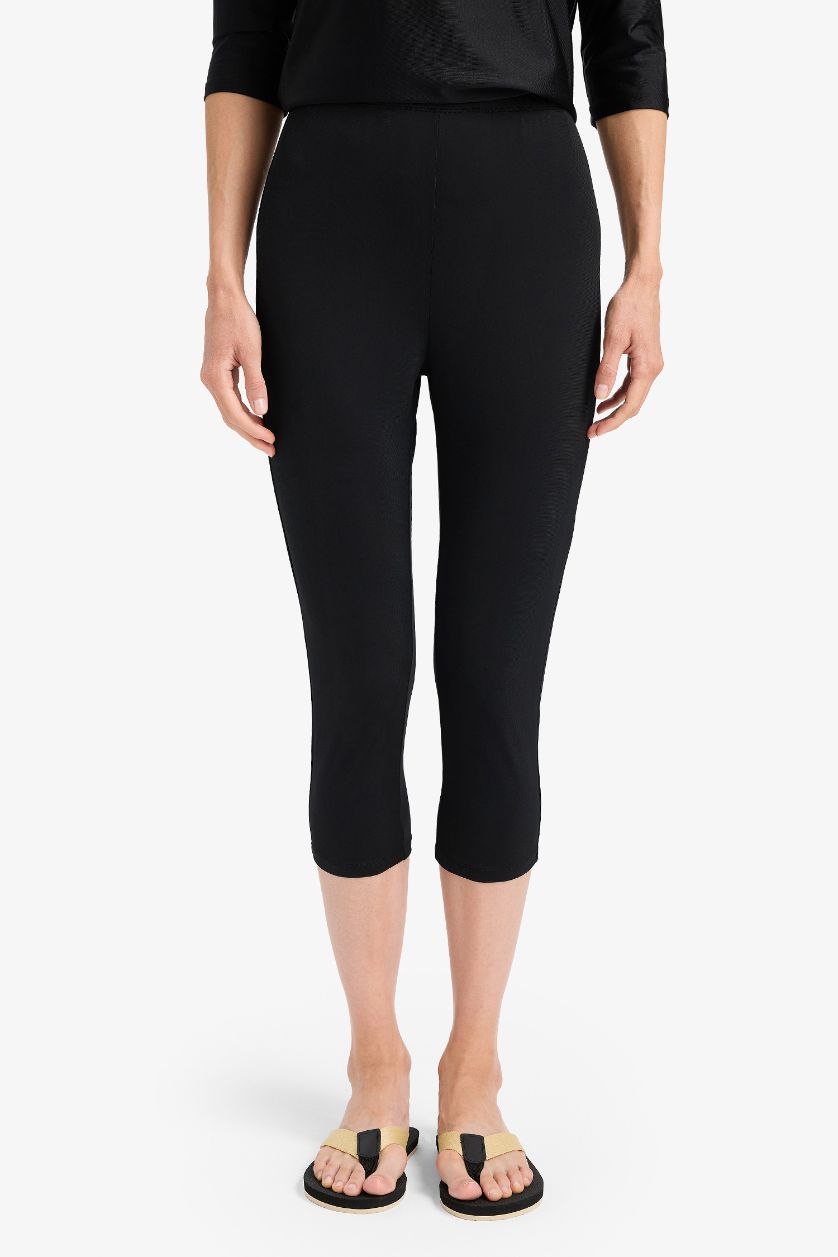 Kadın Siyah Regular Fit 4'lü Hızlı Kuruyan Burkini Tesettür Basic Düz Mayo Takım