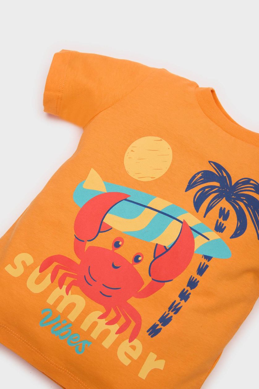 Малыши мальчики Оранжевый Комплект из 2 предметов для мальчика с рисунком краба, шорты для плавания на резинке и футболка с коротким рукавом