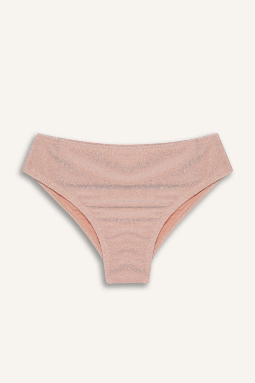 بناتي زهري طقم بكيني بناتي قماش لامع - قطعتين