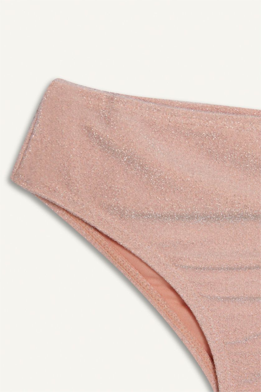 بناتي زهري طقم بكيني بناتي قماش لامع - قطعتين