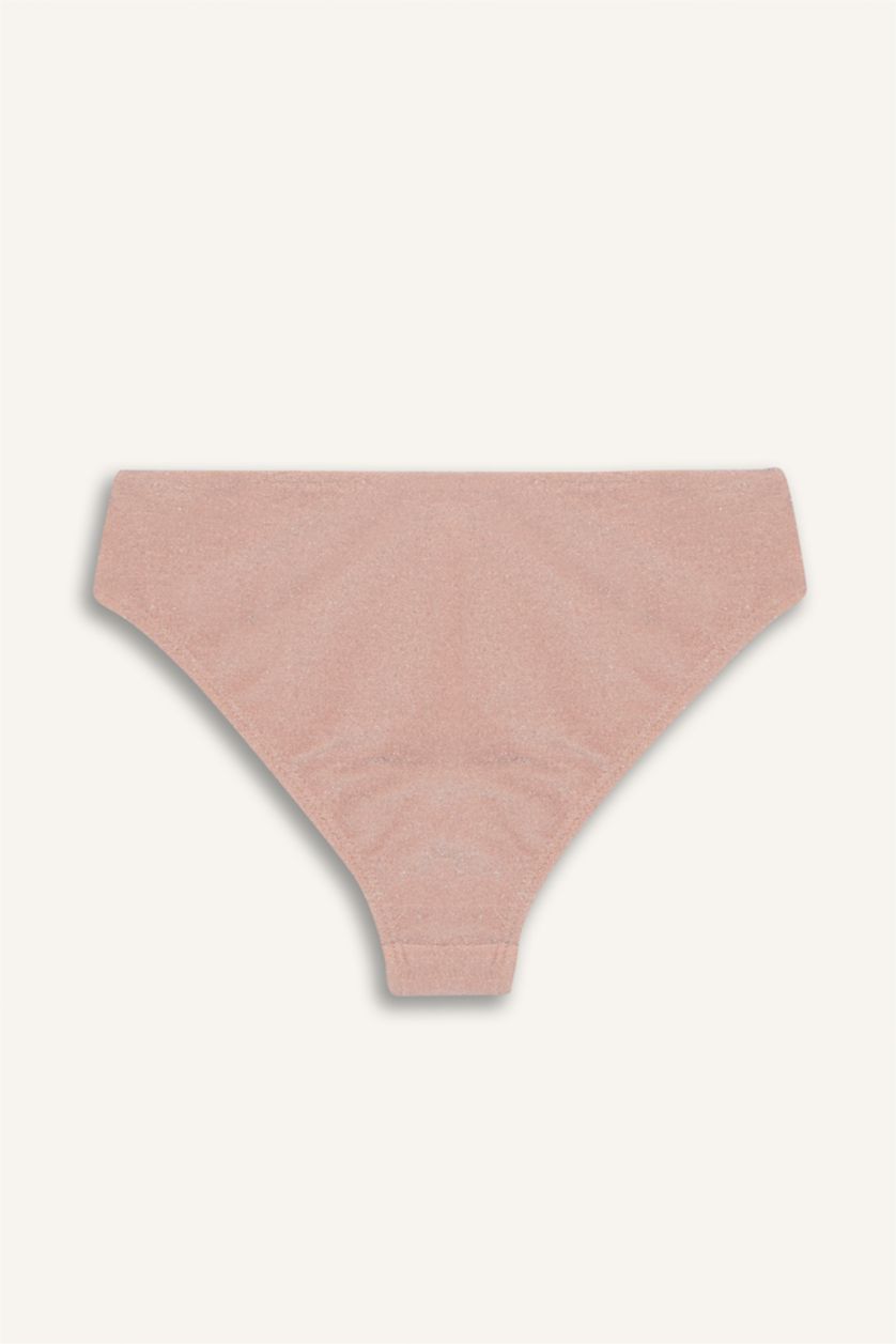 بناتي زهري طقم بكيني بناتي قماش لامع - قطعتين