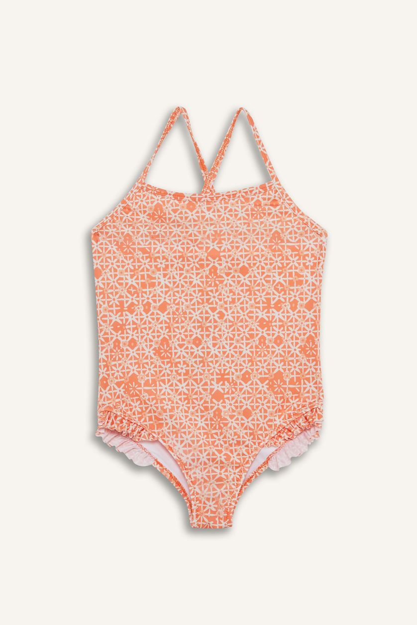 GIRLS & TEENS Orange Girl Floral Swimsuit
