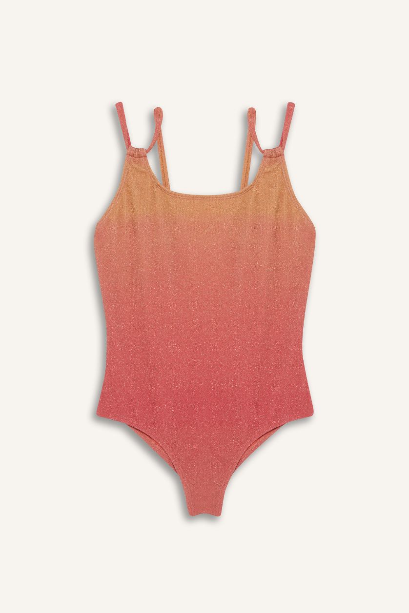 Kız Çocuk - Genç Kız Açık Mercan Degrade Baskılı Mayo Kız Çocuk