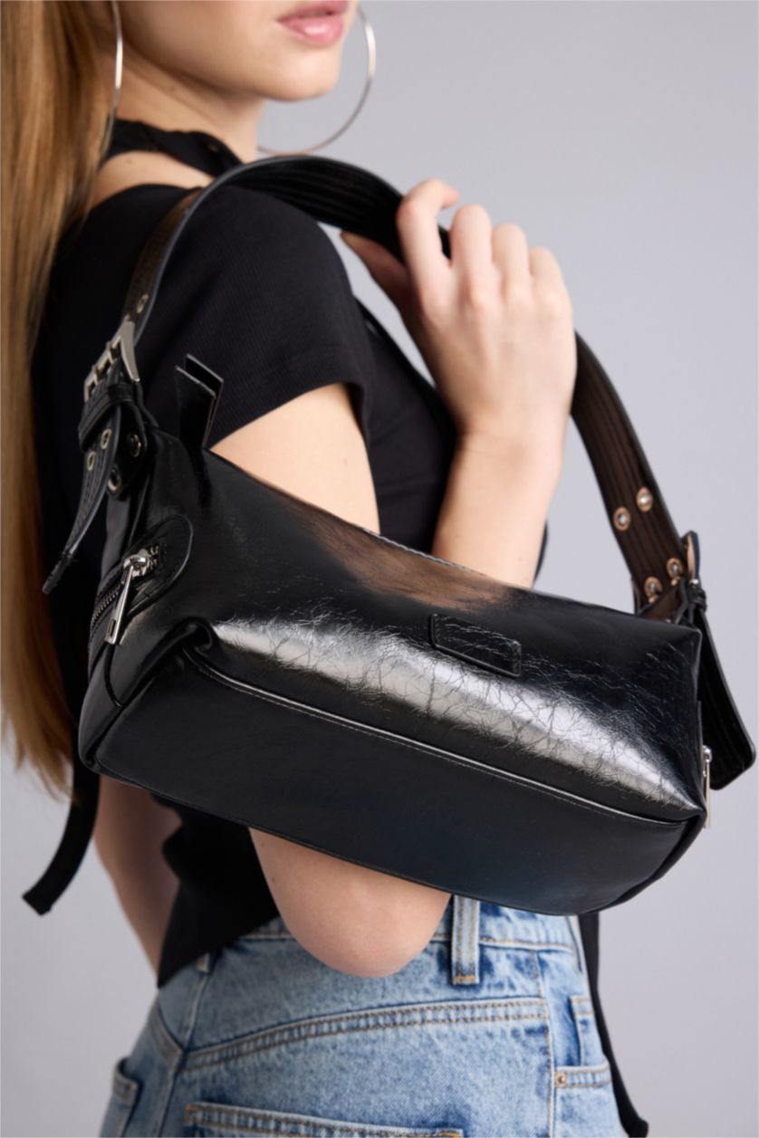 Kadın Siyah Kanvas Omuz Çantası