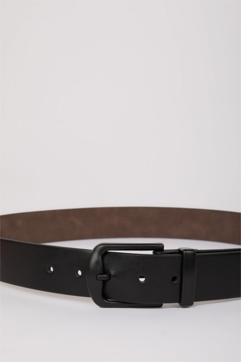 Erkek Siyah Erkek Dikdörtgen Toka Suni Deri Jean Kemeri