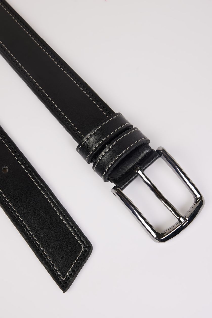 Erkek Siyah Erkek Dikdörtgen Toka Suni Deri Jean Kemeri