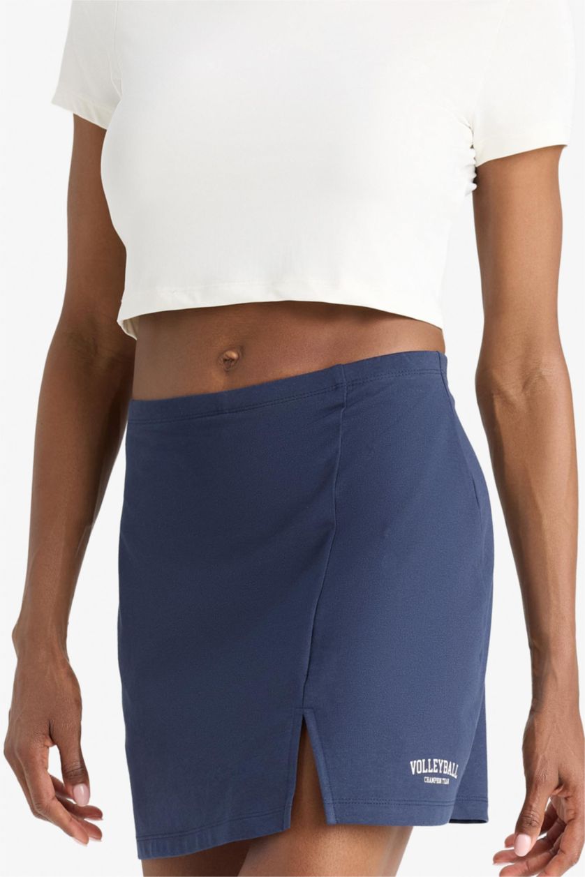 نساء كحلي تنورة قماش رقيق قصة عادية