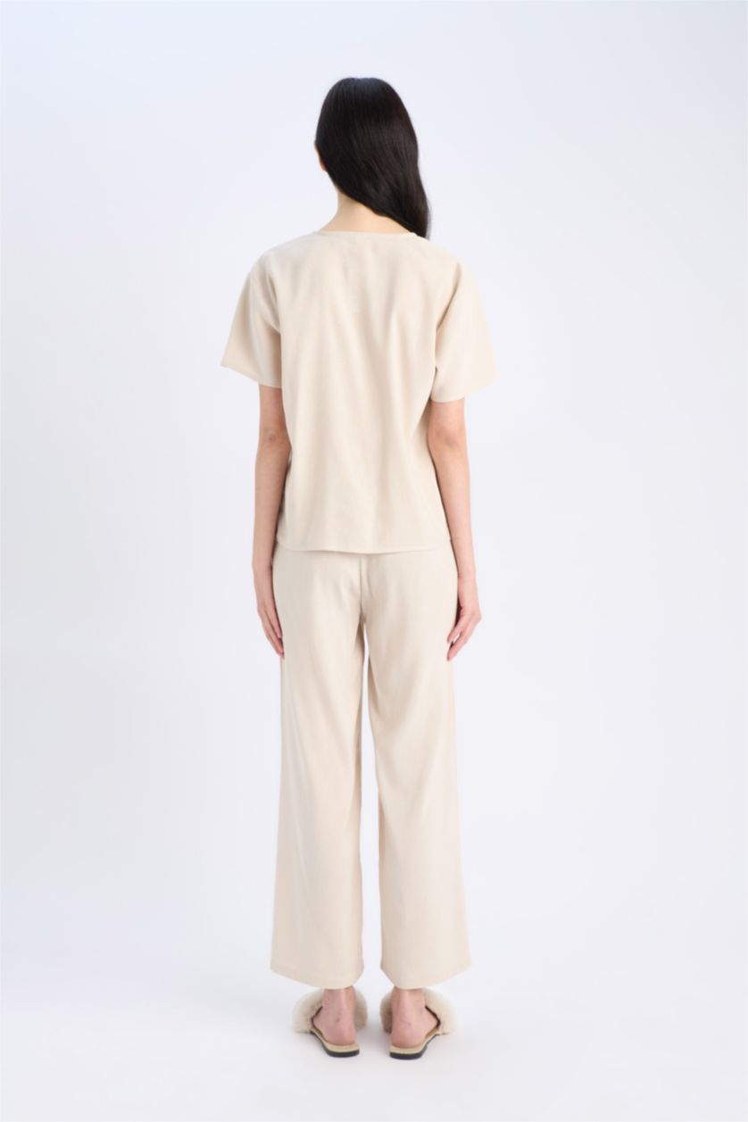 نساء بيج سيت بجامة كتان قصة عادية نص ردن من Fall in Love - قطعتين