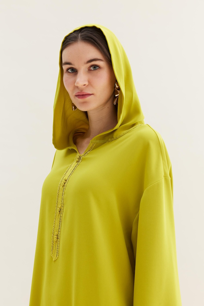 FEMME Vert Robe Tissée À Manches Longues
