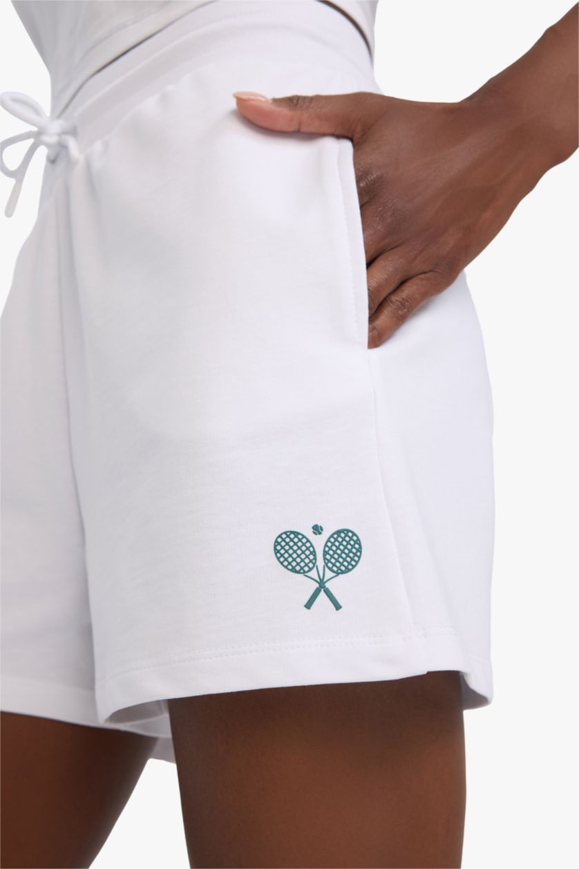 نساء أبيض شورت رياضي قصير قصة عادية من DeFactoFit