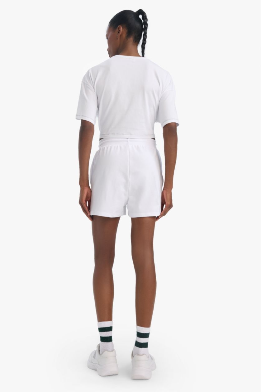 نساء أبيض شورت رياضي قصير قصة عادية من DeFactoFit