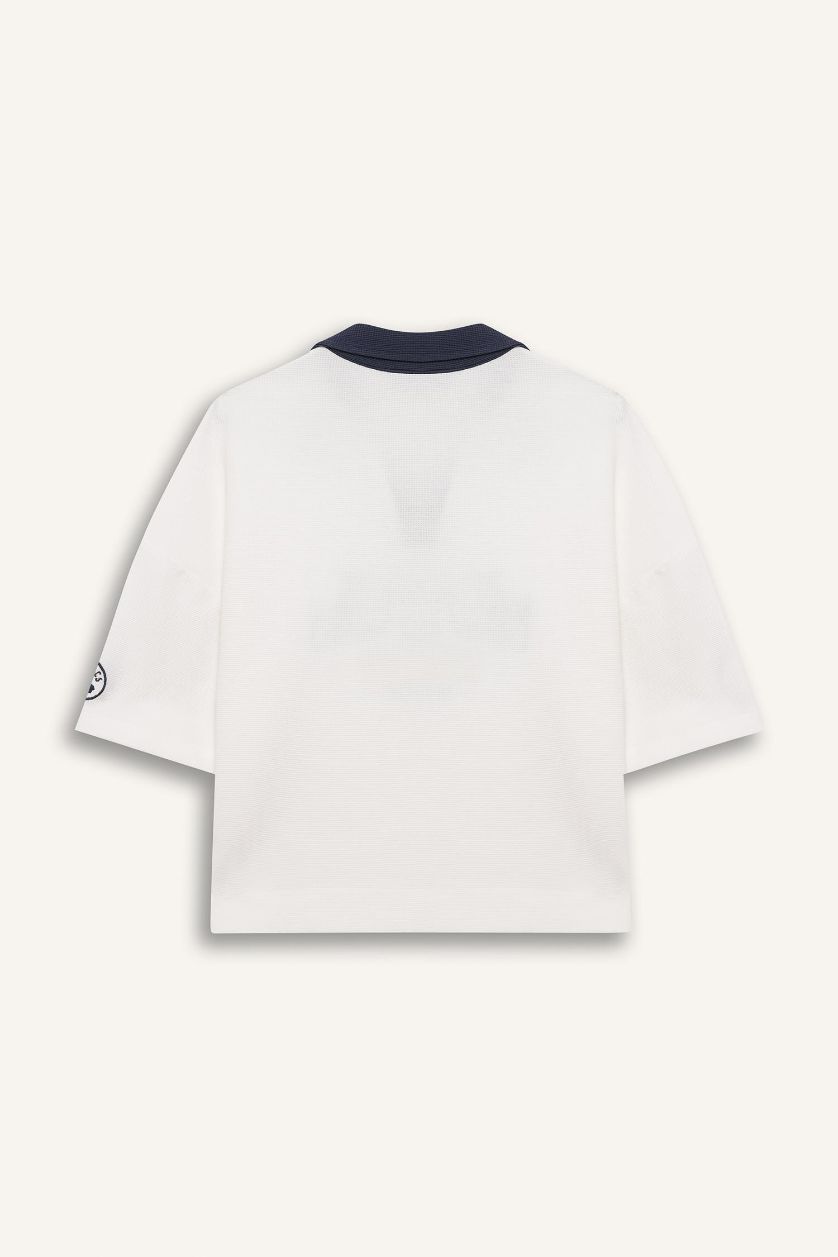 WOMAN Ecru DeFactoFit NBA Boston Celtics Waffle Polo T-Shirt