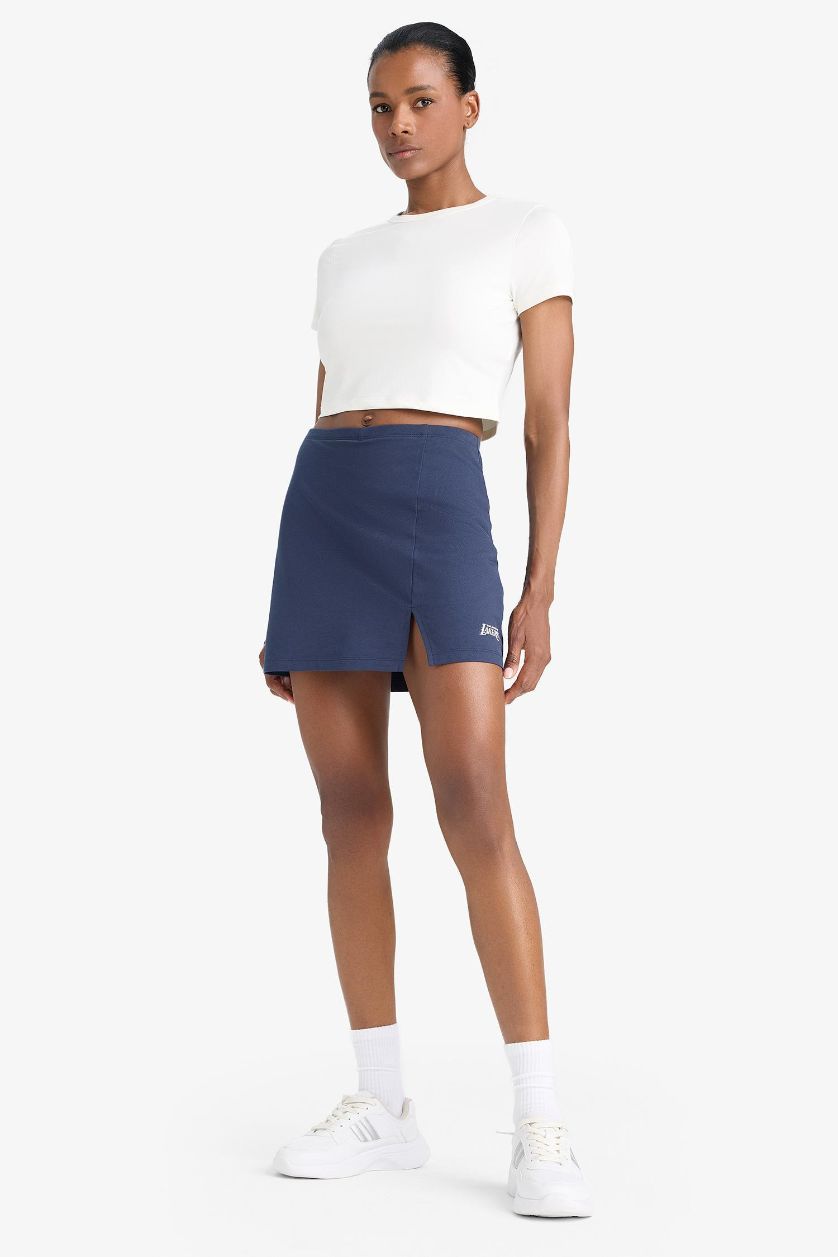 Kadın Lacivert NBA Los Angeles Lakers Standart Fit İçi Taytlı Mini Etek