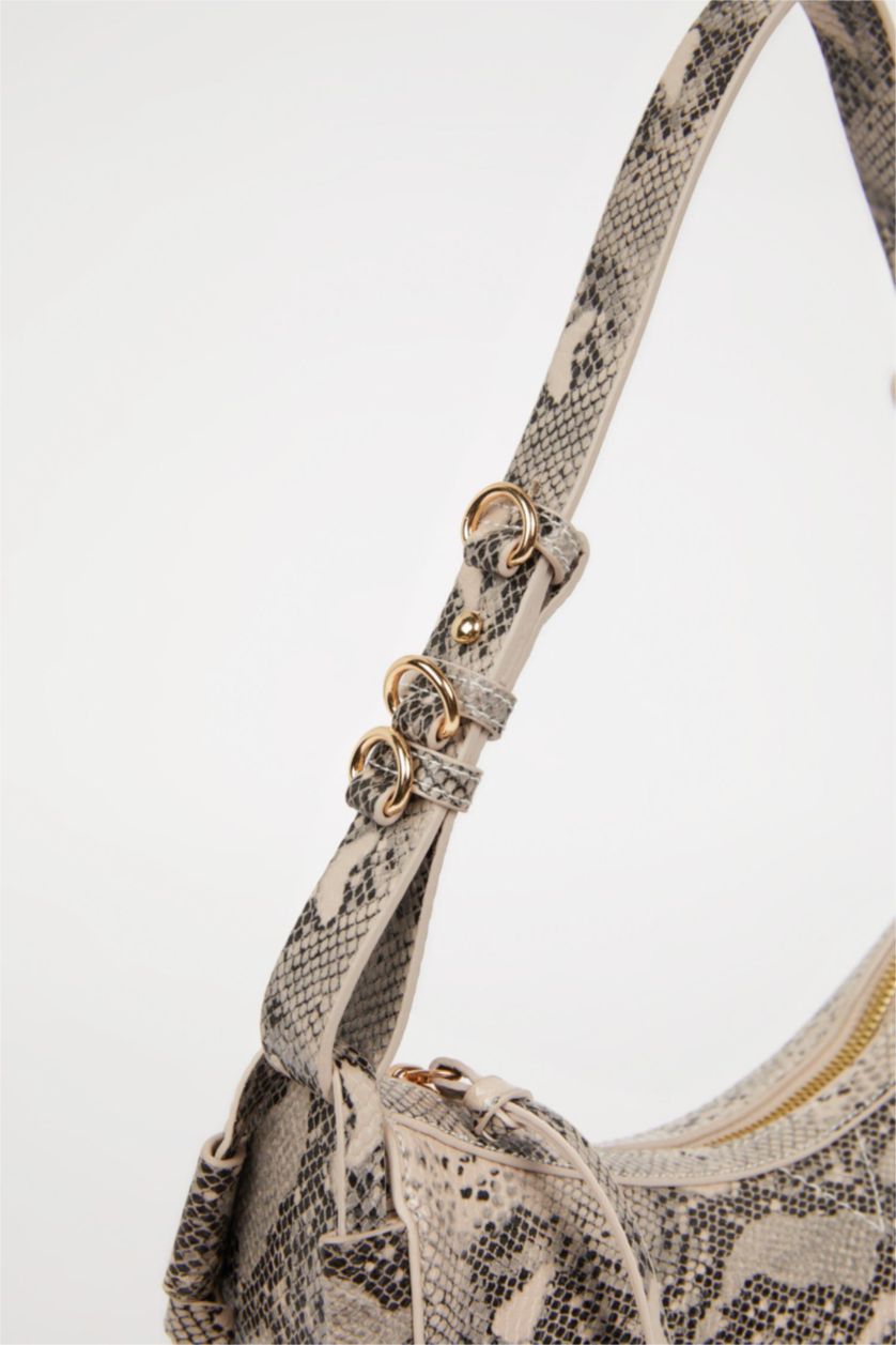Kadın Vizon Kadın Suni Deri Yılan Derisi Desenli Omuz Çantası