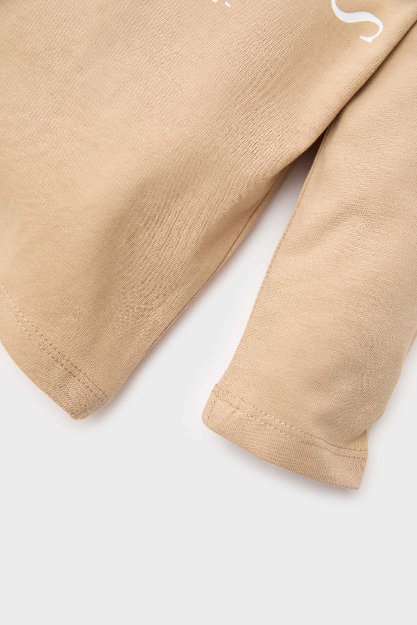 BABY BOY Beige Baby Boy Regular Fit Crew Neck Slogan Printed T-Shirt