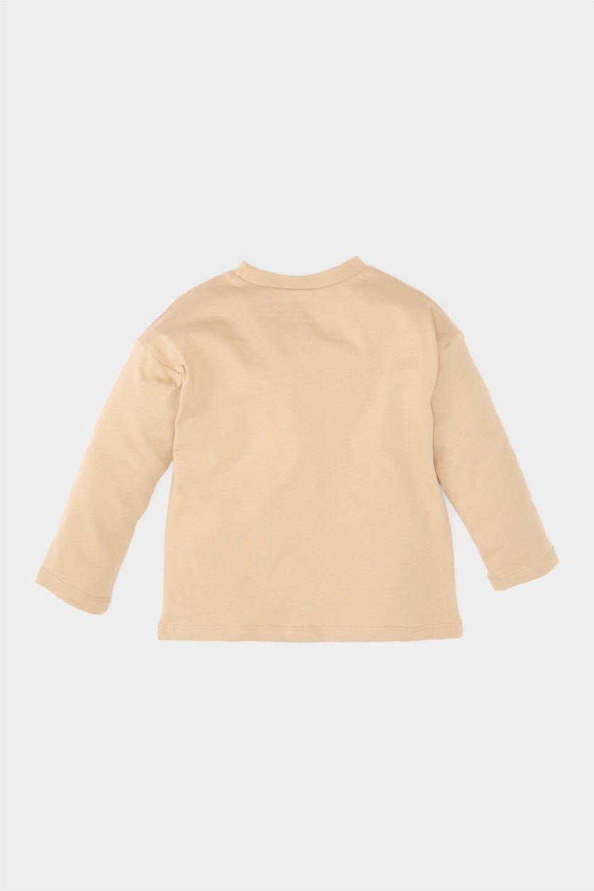 BABY BOY Beige Baby Boy Regular Fit Crew Neck Slogan Printed T-Shirt