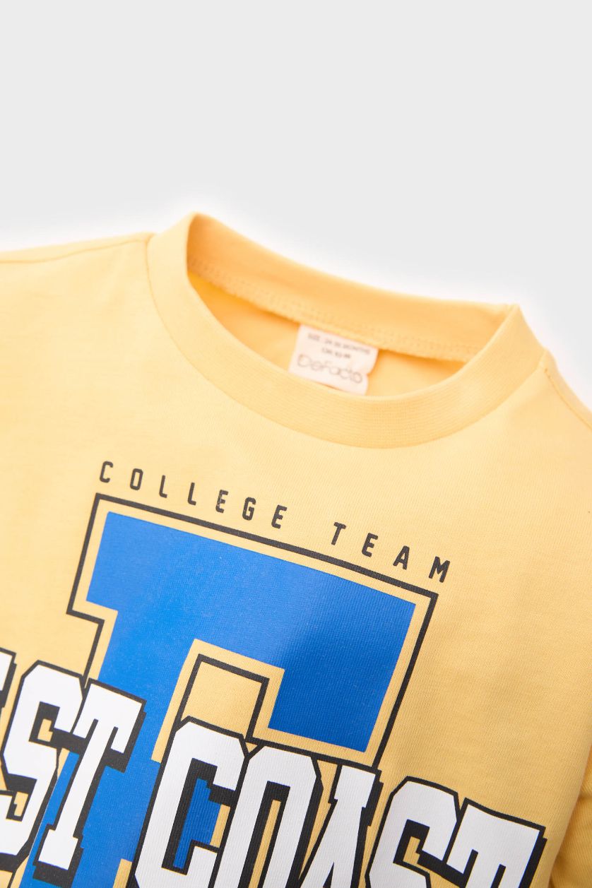 BABY BOY Yellow Baby Boy Regular Fit Crew Neck Slogan Printed T-Shirt