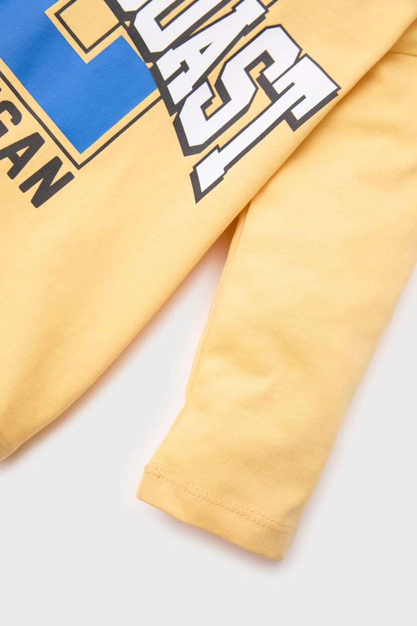 BABY BOY Yellow Baby Boy Regular Fit Crew Neck Slogan Printed T-Shirt