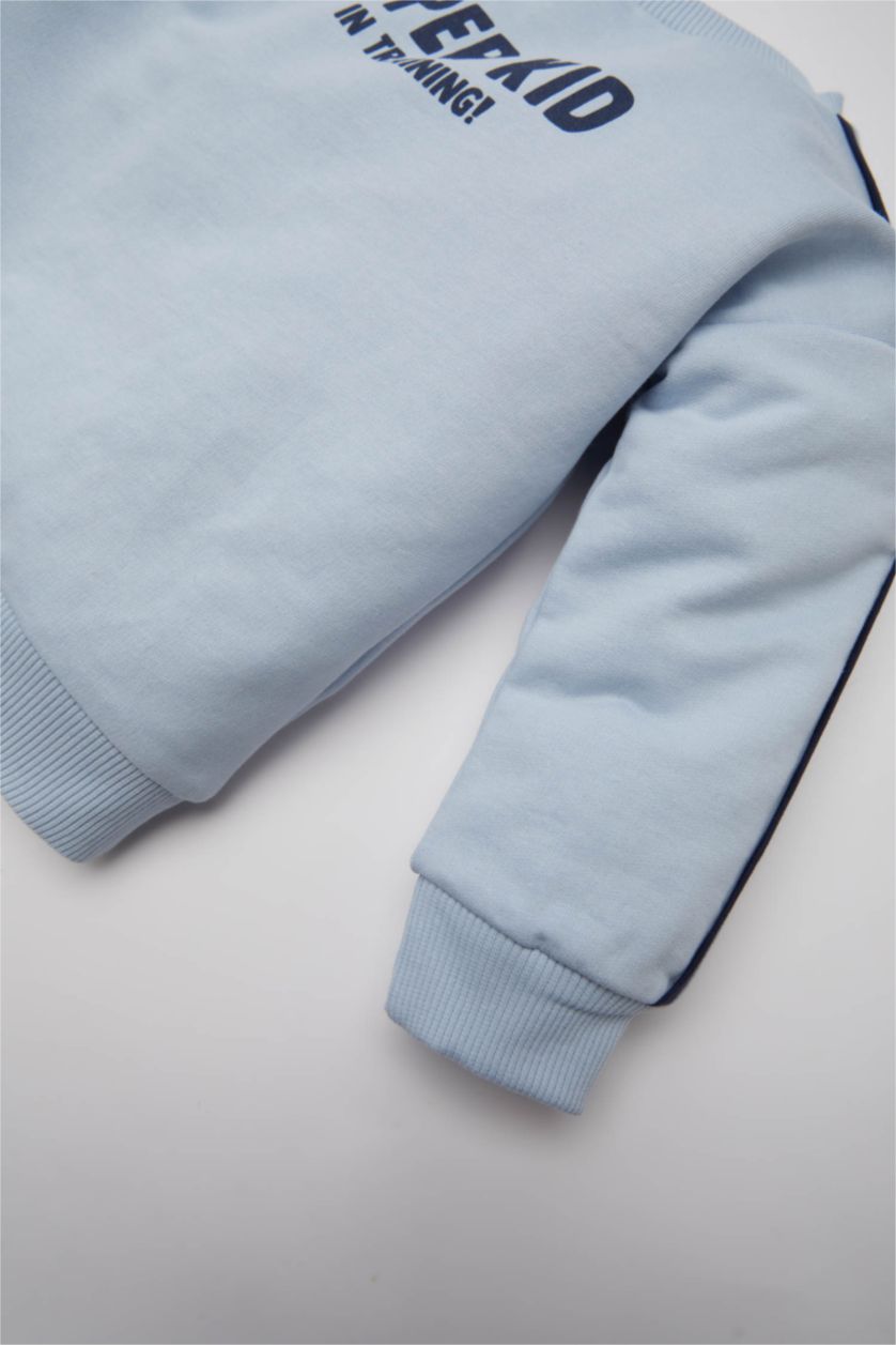 BABY BOY Light Blue Baby Boy Regular Fit Slogan Printed Sweatshirt