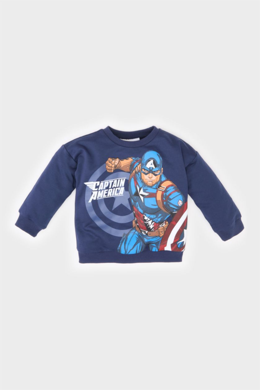 Erkek Bebek Lacivert Erkek Bebek Marvel Avengers Bisiklet Yaka Sweatshirt
