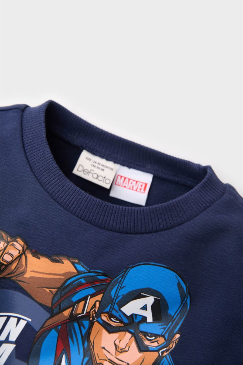 Erkek Bebek Lacivert Erkek Bebek Marvel Avengers Bisiklet Yaka Sweatshirt