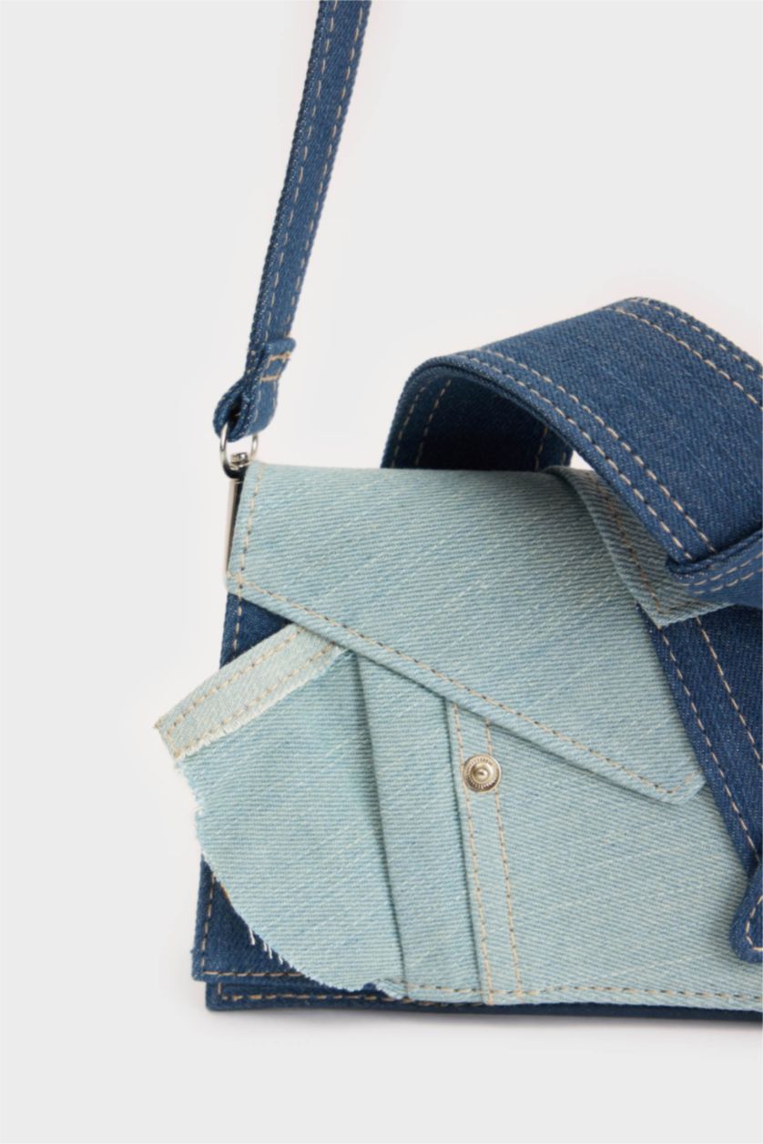 Woman Blue Woman Denim Look Shoulder Bag