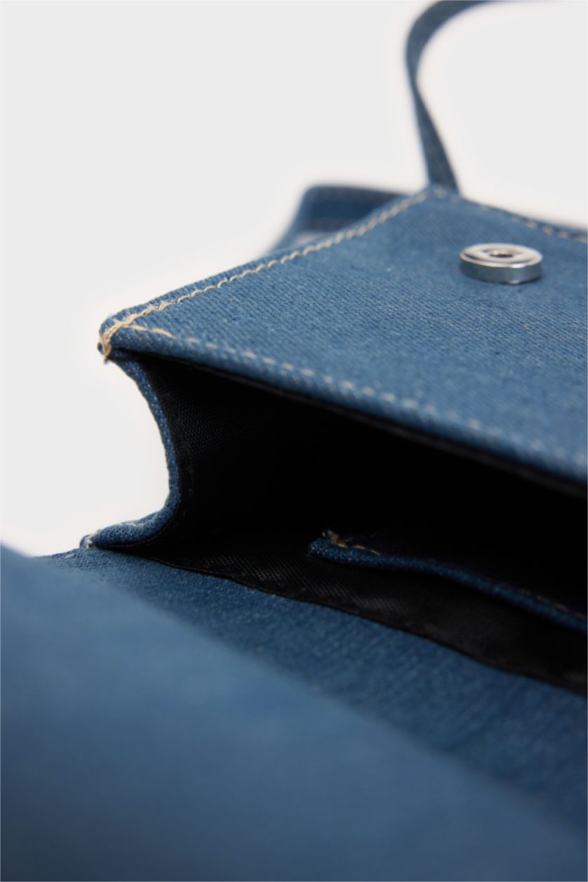 Woman Blue Woman Denim Look Shoulder Bag