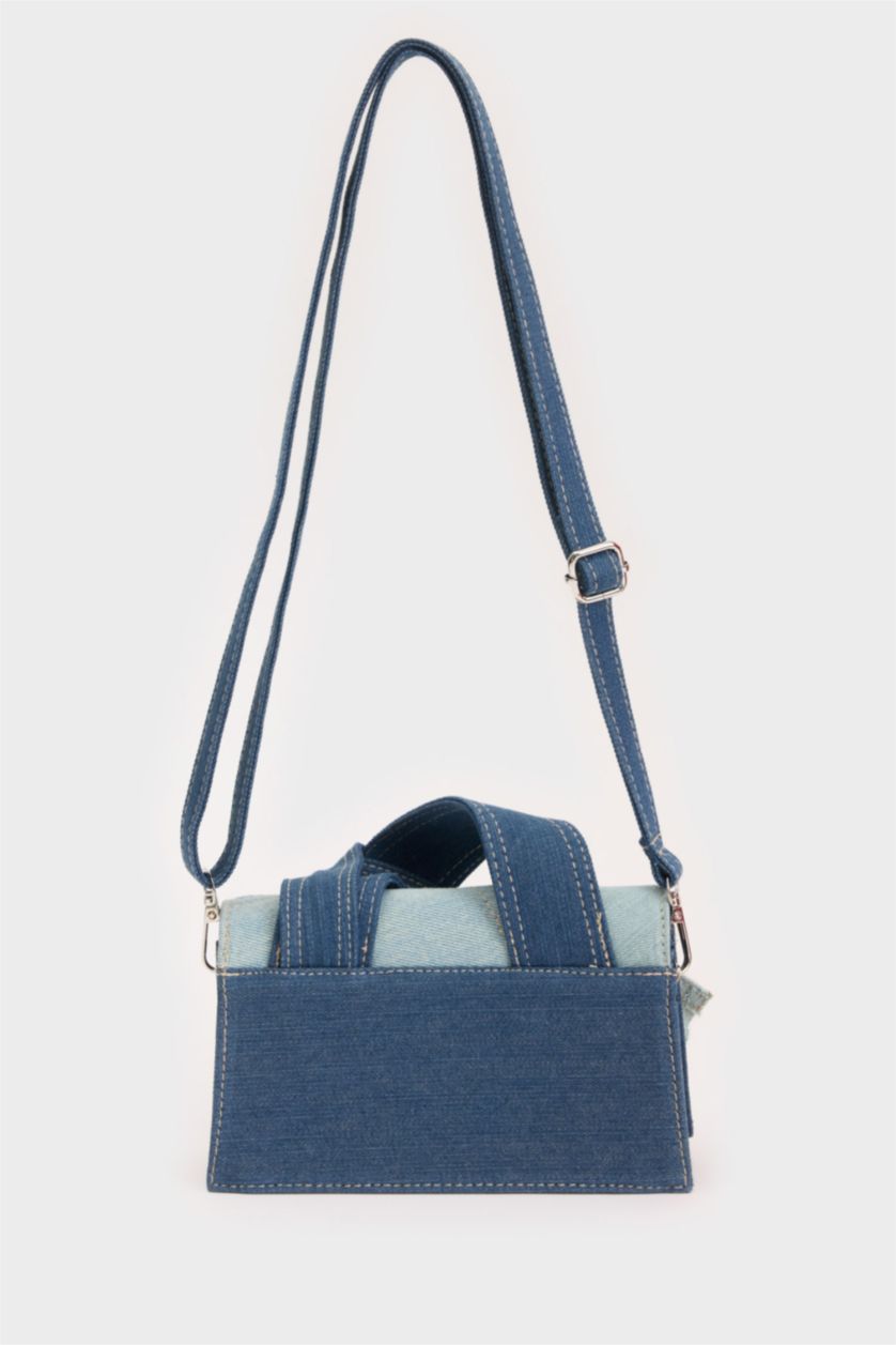 Woman Blue Woman Denim Look Shoulder Bag