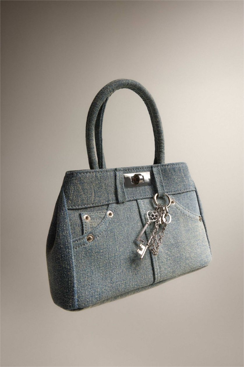 Kadın Mavi Kadın Jean Görünümlü Omuz Çantası