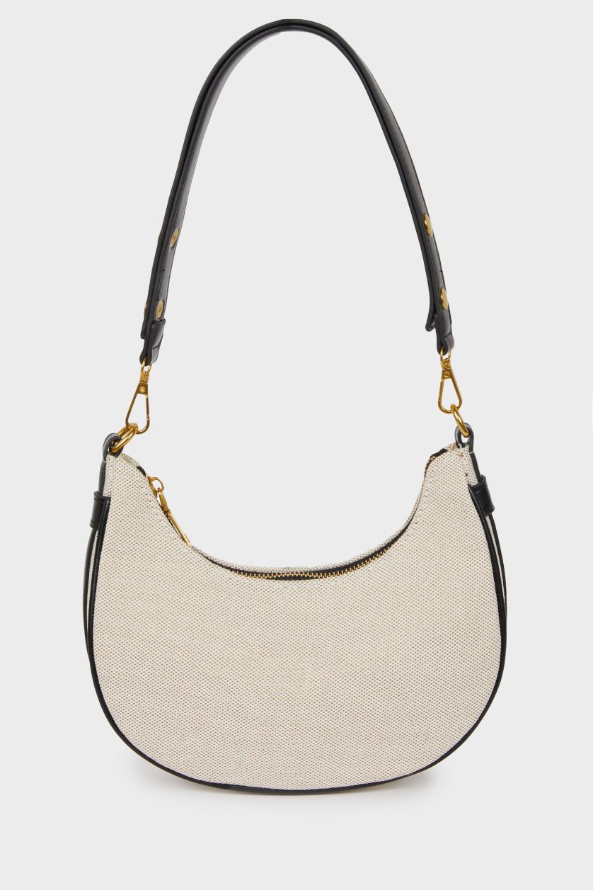 Kadın Bej Kadın Kanvas Görünümlü Suni Deri Omuz Çantası