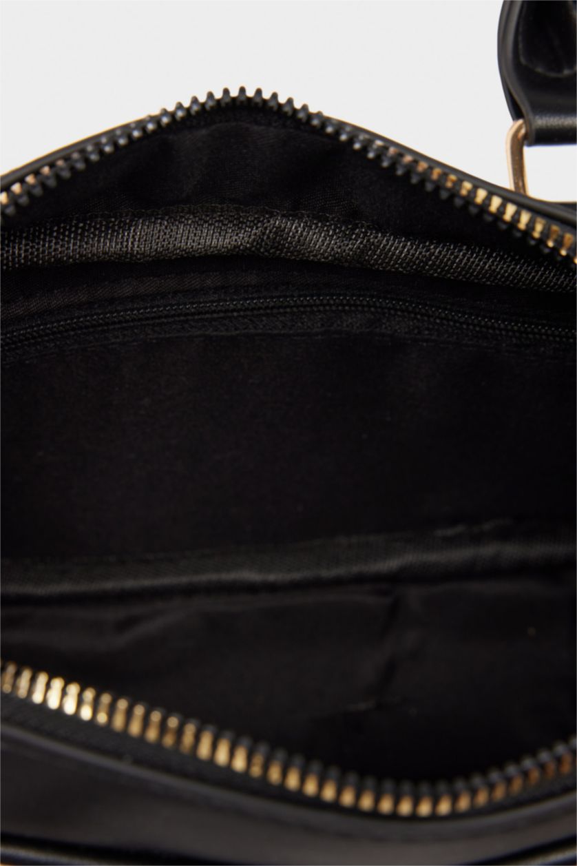 FEMME Beige Sac d’épaule en simili cuir aspect toile pour femme