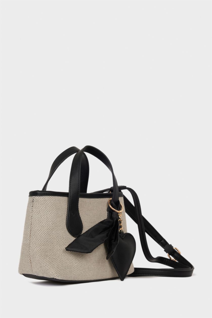 Kadın Bej Kadın Kanvas Görünümlü Suni Deri Omuz Çantası