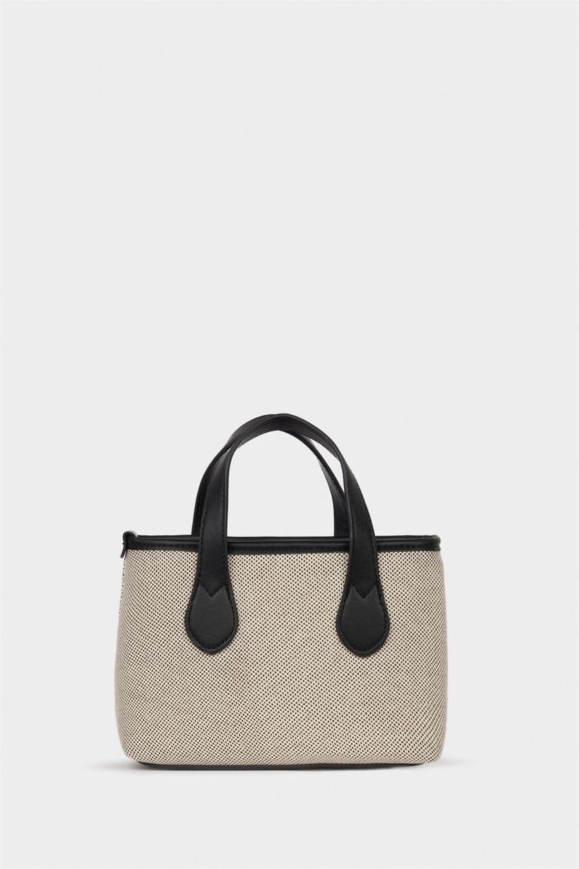 Kadın Bej Kadın Kanvas Görünümlü Suni Deri Omuz Çantası