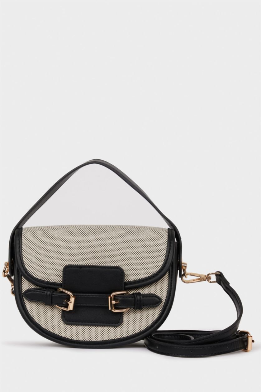 Kadın Bej Kadın Kanvas Görünümlü Suni Deri Omuz Çantası