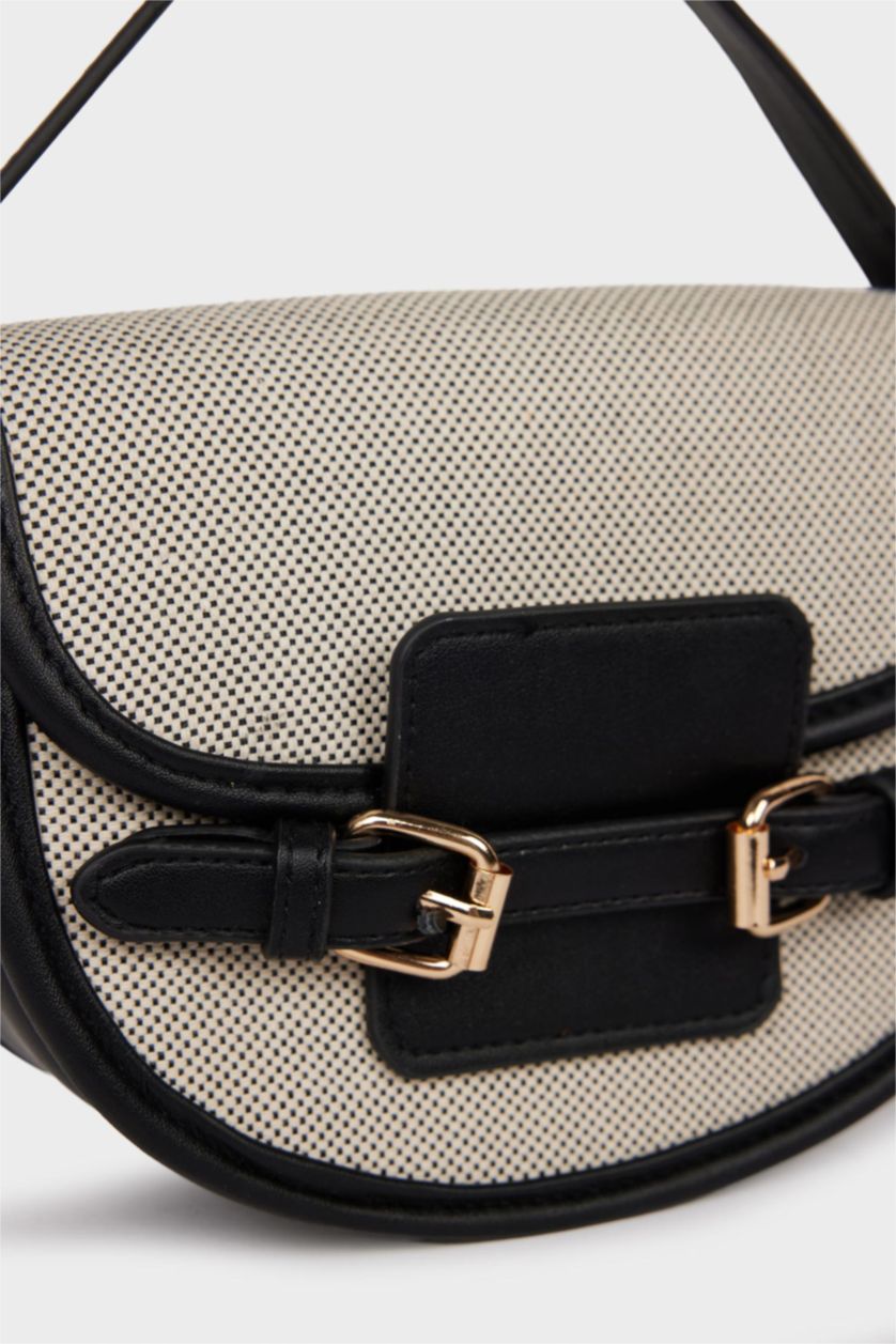 Kadın Bej Kadın Kanvas Görünümlü Suni Deri Omuz Çantası