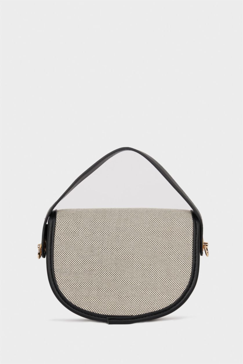 Kadın Bej Kadın Kanvas Görünümlü Suni Deri Omuz Çantası