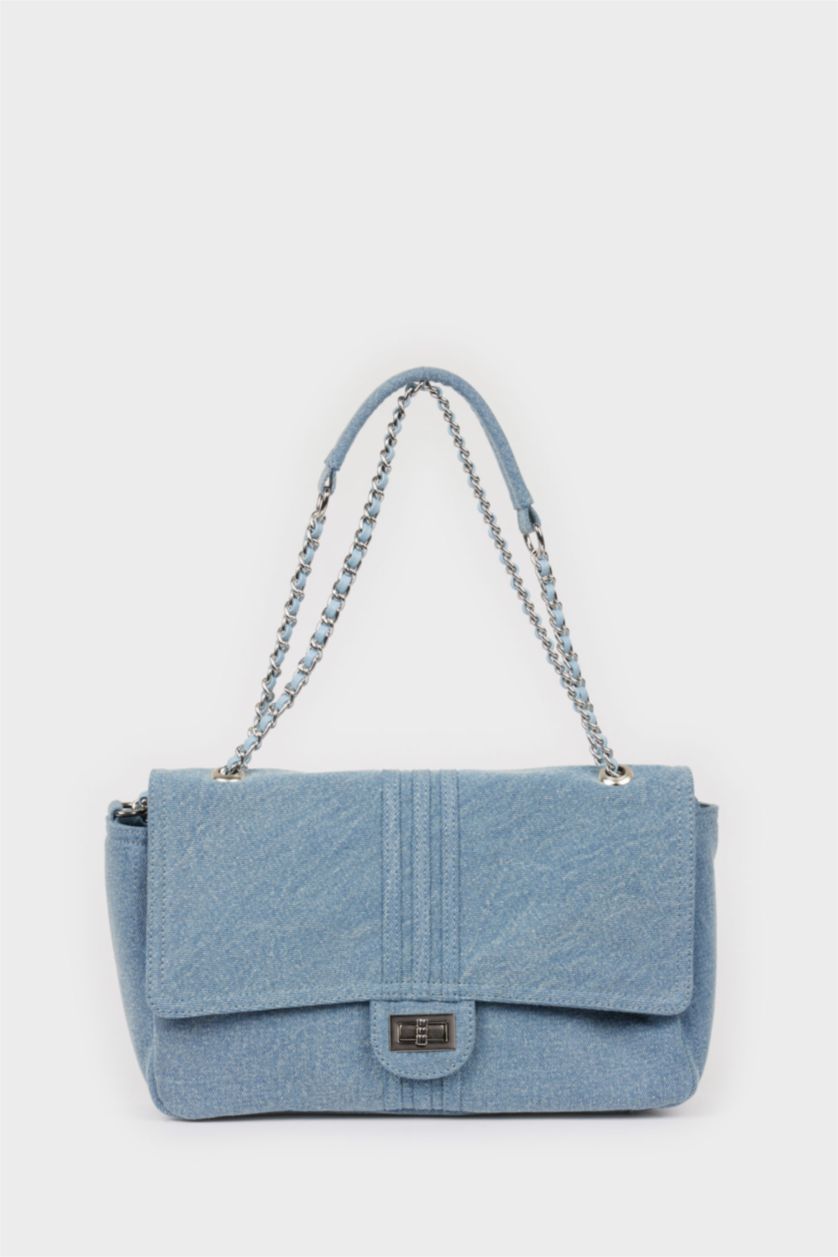 نساء أزرق فاتح حقيبة كتف نسائية بمظهر جينز